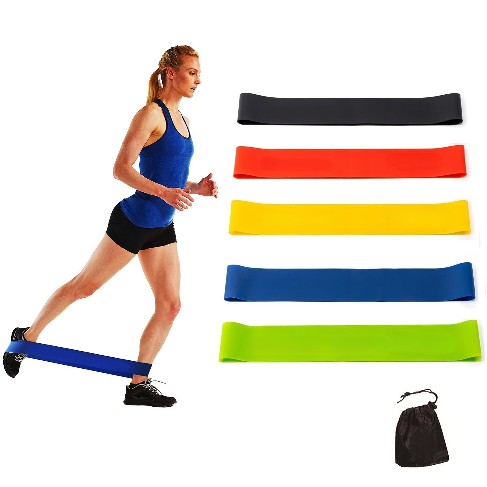 Silicone Resistance Loop Exercise Band For Home Fitness Elastic Workout 5pcs Bands
