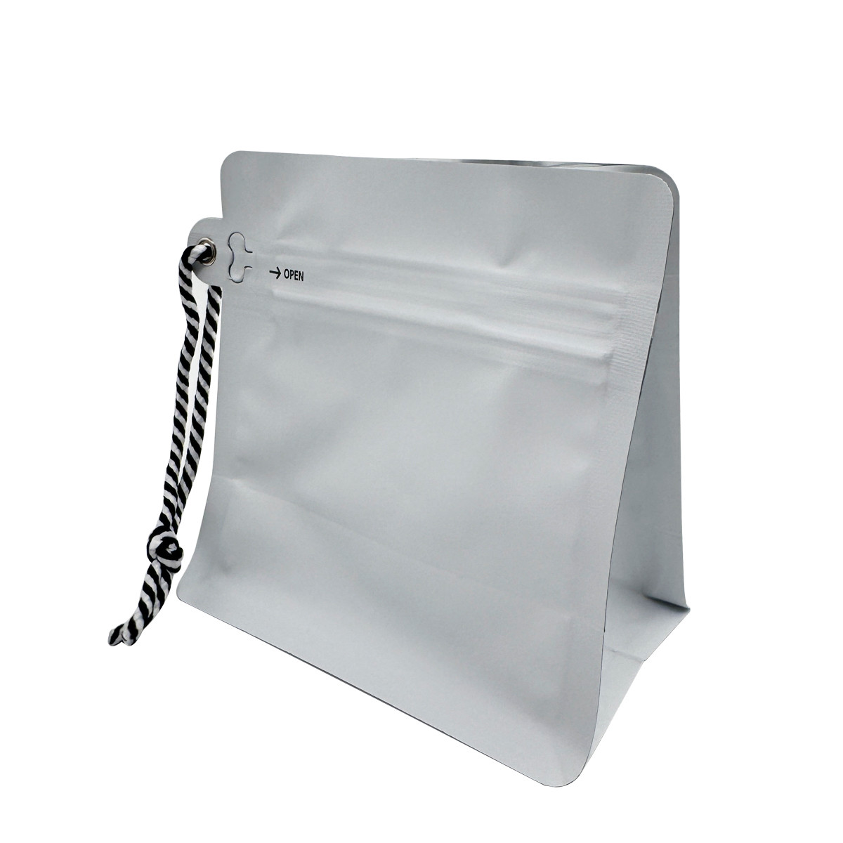 250g 0.5lb 8oz Matte White Foil Flat Bottom Coffee Pouch With Valve Side Zipper And String