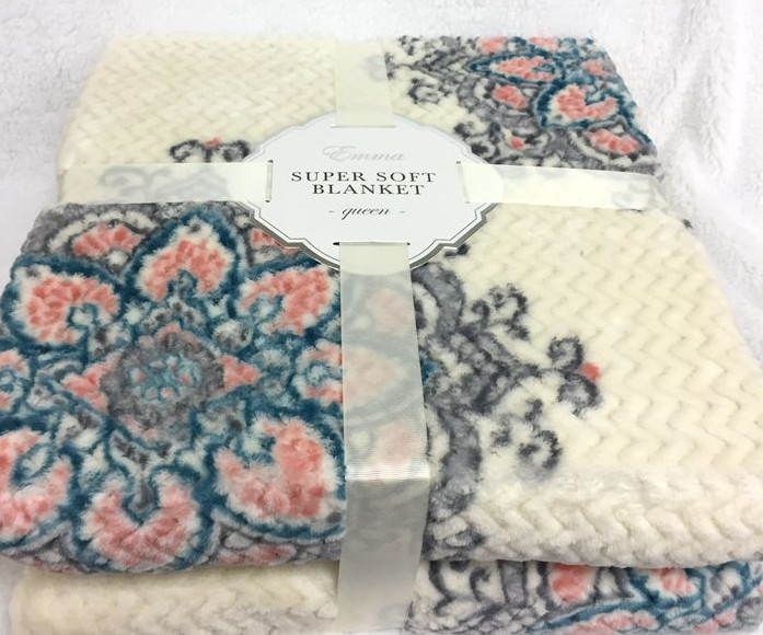 Jacquard Style Flannel Bed Blanket , 3D Printed Sherpa Throw Blanket NO Shrink