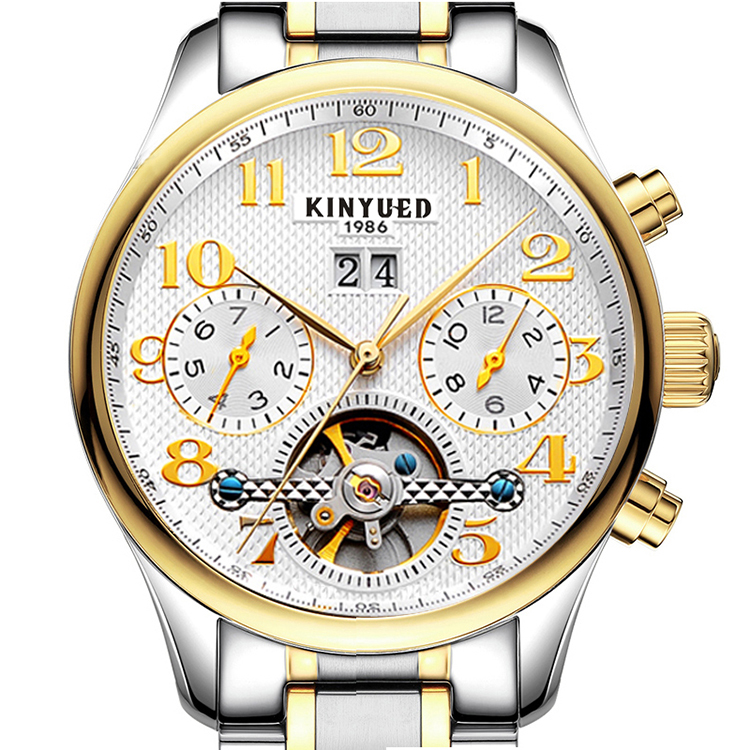 KINYUED Skeleton Mechanical Watch Analog Display Mens Mechanical Watches