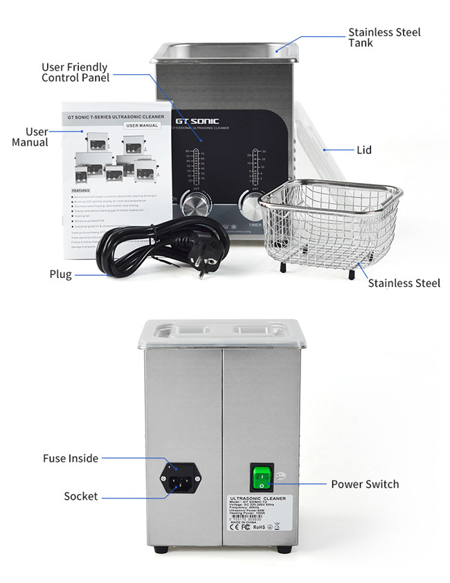 40kHz 50W 2L Manual Ultrasonic Cleaner Bath Diesel Injector Cleaning Machine