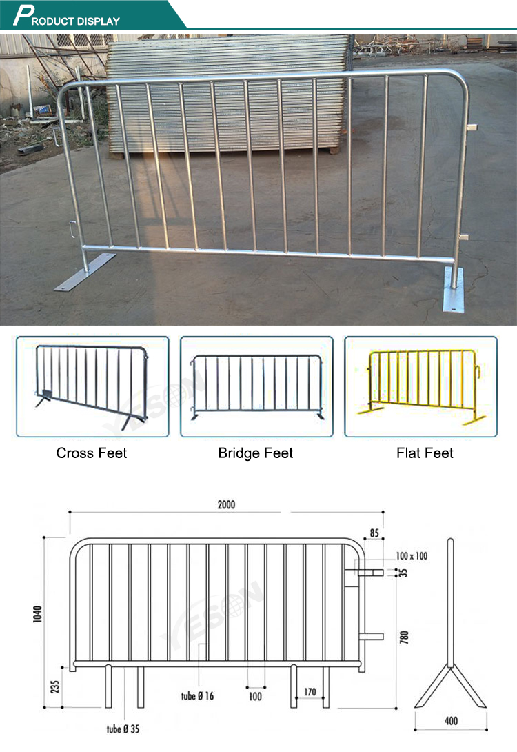 Crowd Control barriers OD35mm Tubing 37" x 8.5foot width
