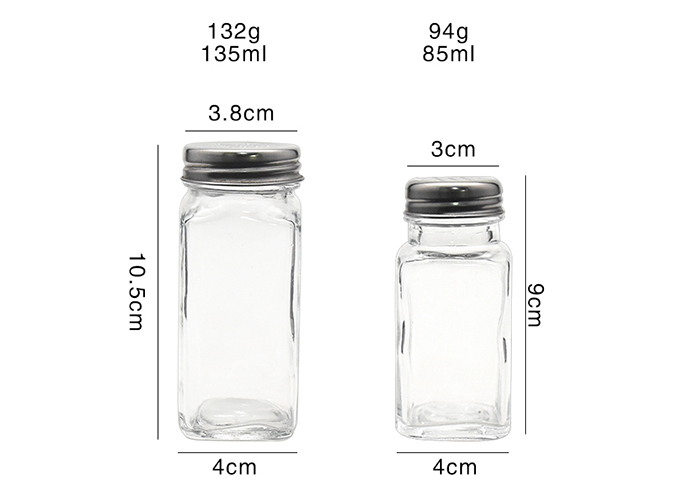 Stainless Steel Shaker Lid Empty Glass Jars Food Grade Clear Color Eco - Friendly