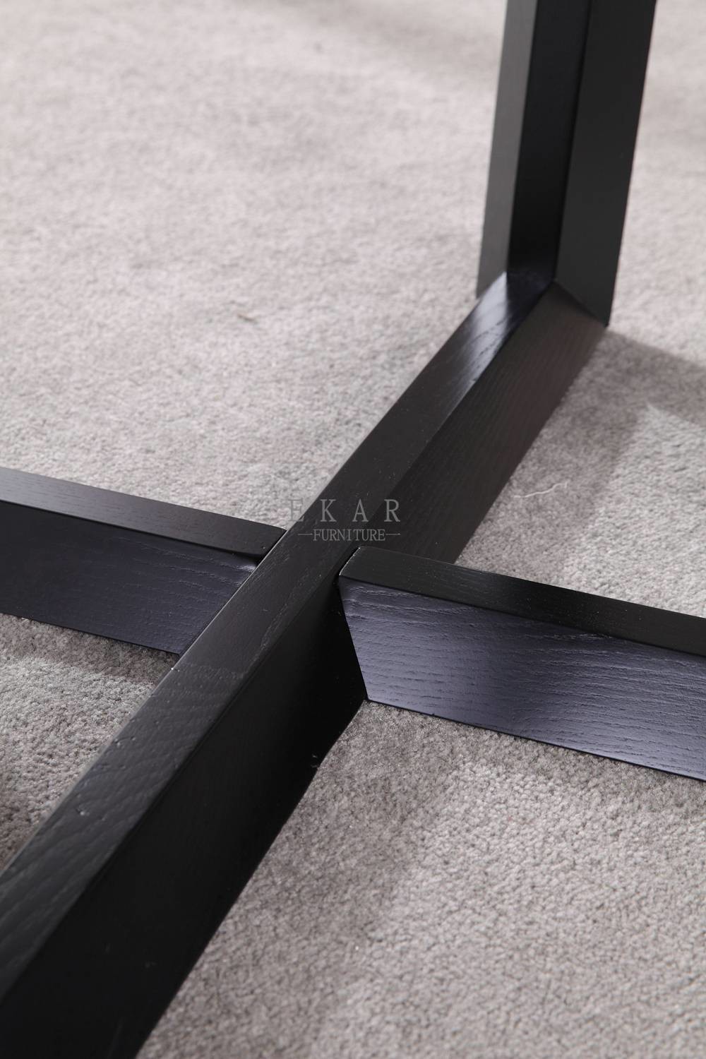 White And Black Round Stone Rotating Dining Table