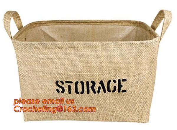 Custom-built hot sale jute clothes store receive cube storage basket, jute dirty