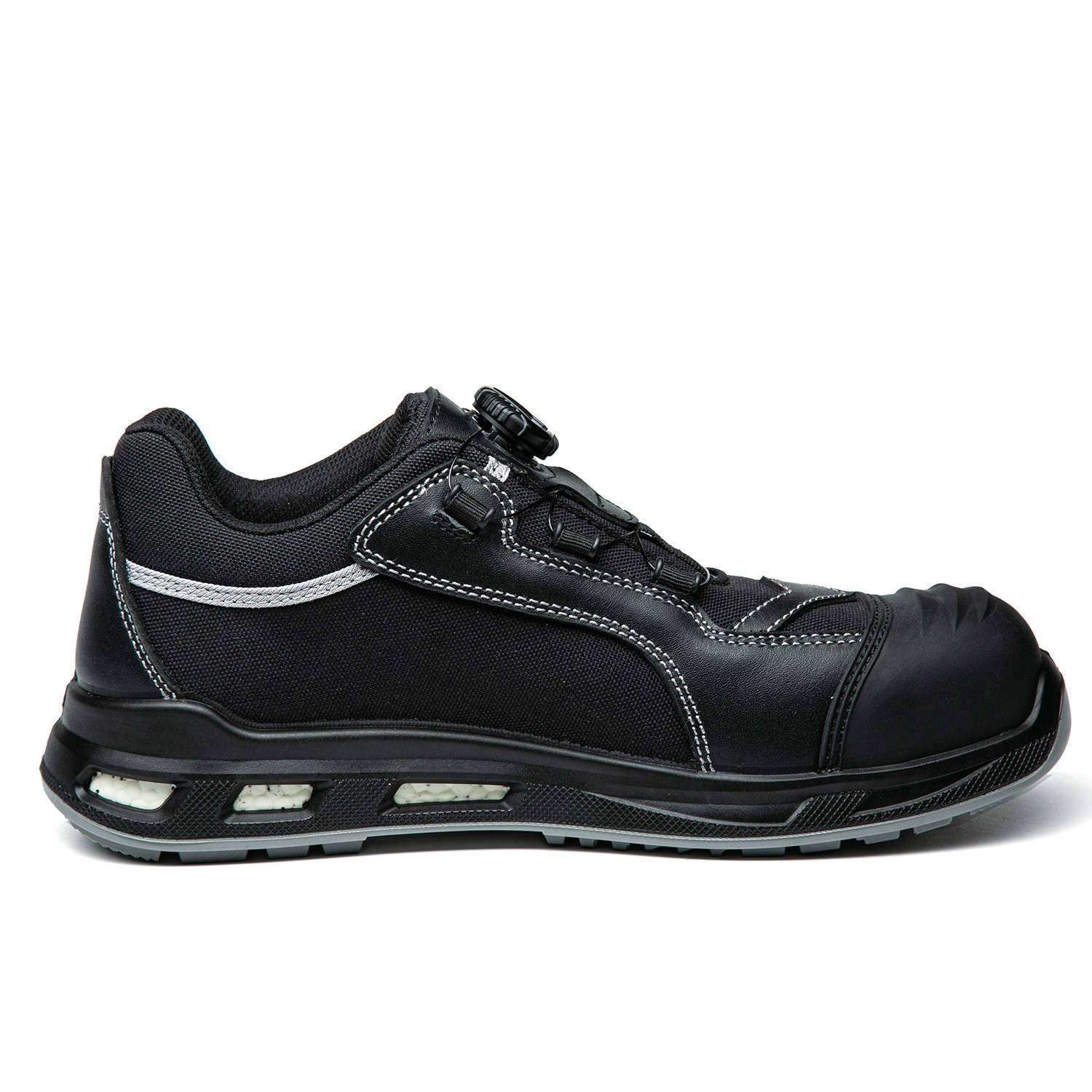 Black Cowhide Leather Shoes Durable Mens Black Safety Shoes Slip Resistant