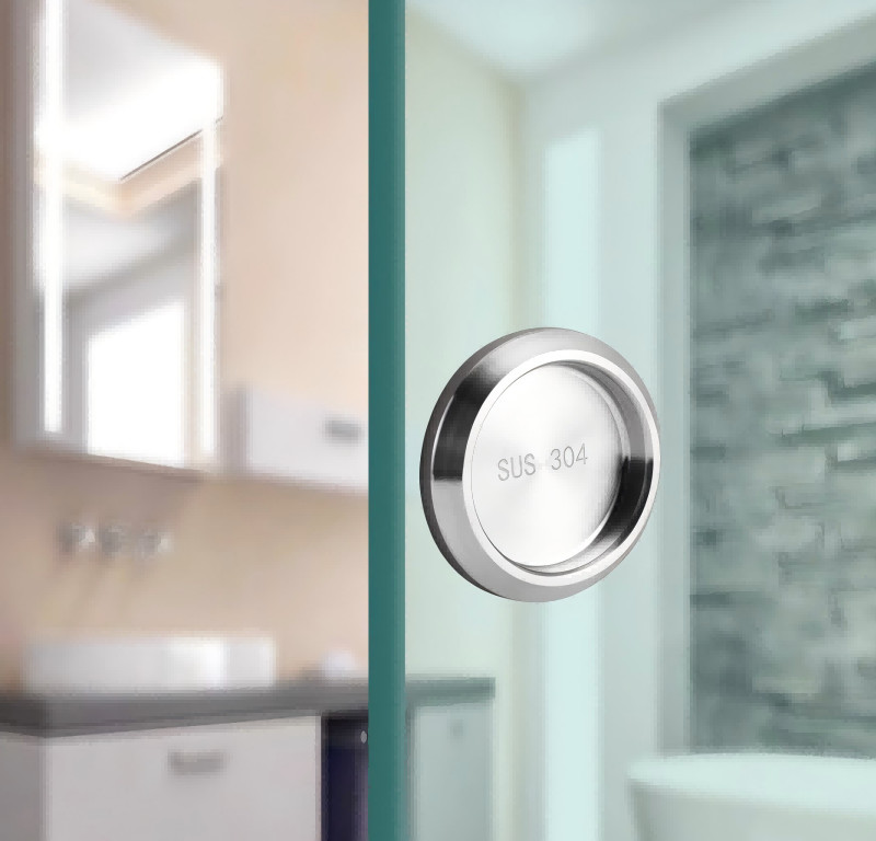 Hidden Non Punching Shower Door Pull Stainless Steel Round Easy Replacement