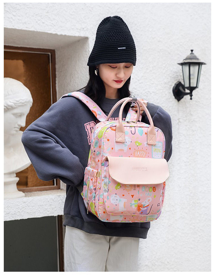 Animal Prints Polyester Rucksack Changing Travel Diaper Bags 27*15*42cm