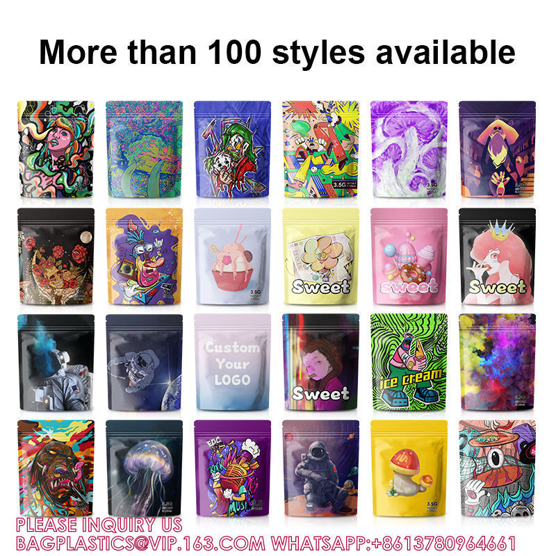 Resealable Stand Up Pouches For Long Term Storage Holographic Design Sealable Packaging