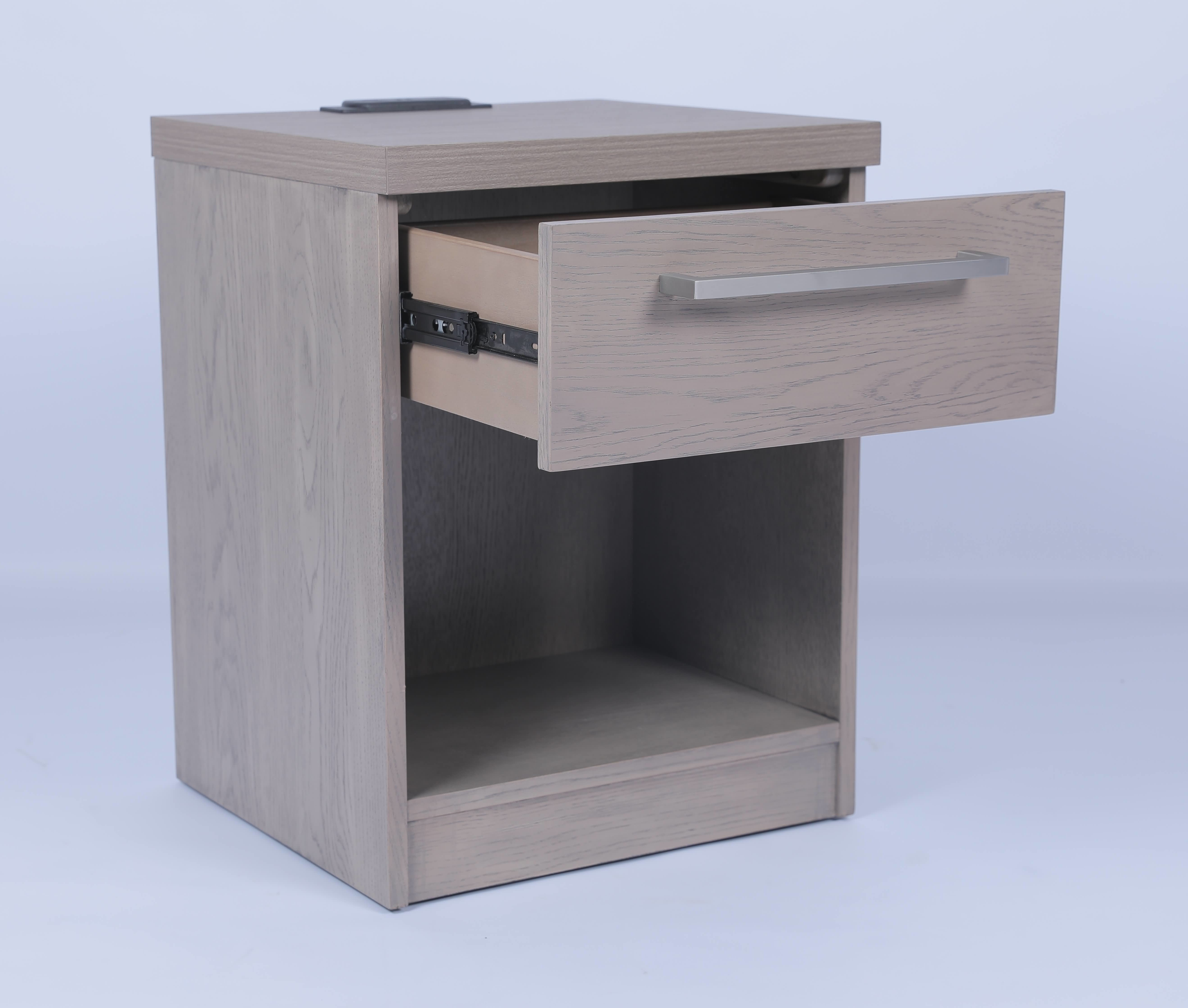 Custom Night Stand Bedside Table Wood & Marble Material