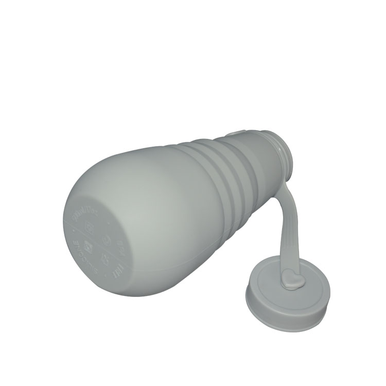 Grey Silicone Collapsible Drinking Bottle Outdoor Sports Folding 500ml Water Bottle