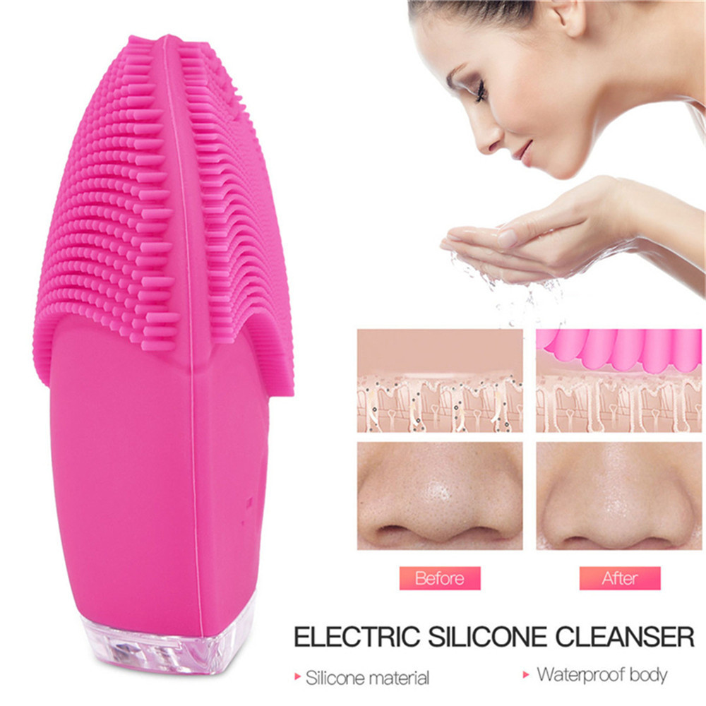Silicone Vibrating Waterproof Facial Cleansing Face brush Massager with USB Rechargeable