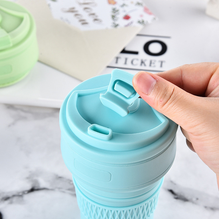 5.5*13cm 12oz Drinkware Bottle Collapsible Silicone Coffee Cup Gift Customization