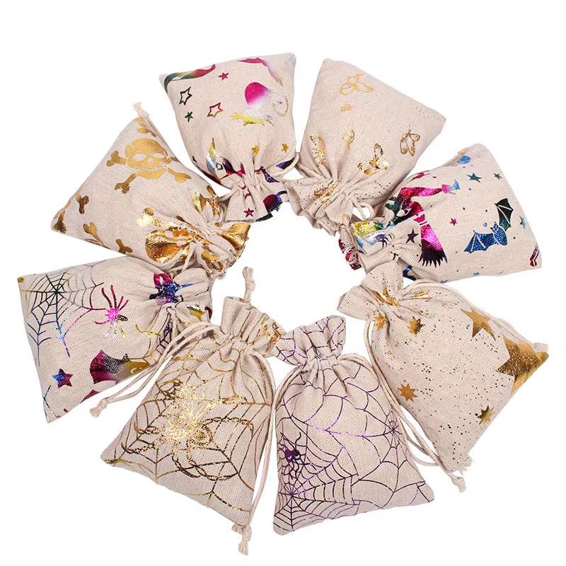 Breathable Drawstring Burlap Bags Jewelry Pouches Cotton Handy Sized