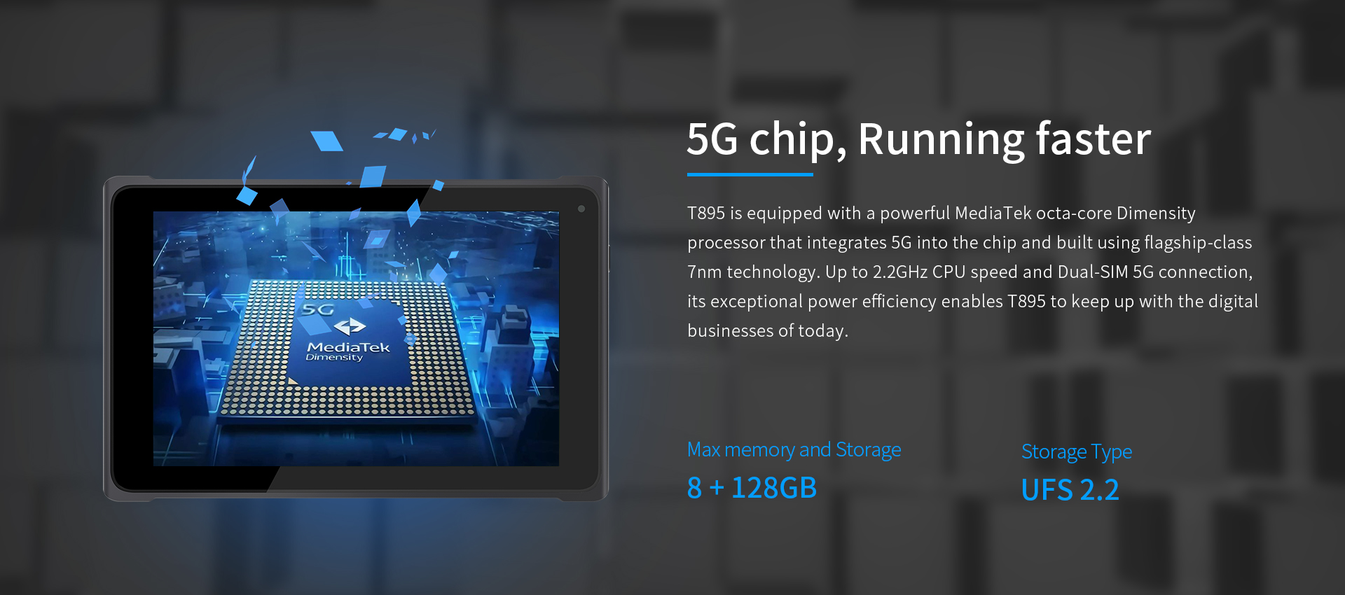 Emdoor Rugged Tablet 8 inch IP65 Waterproof Android 11/GMS NFC/4G/5G/BT5.1 for Industrial
