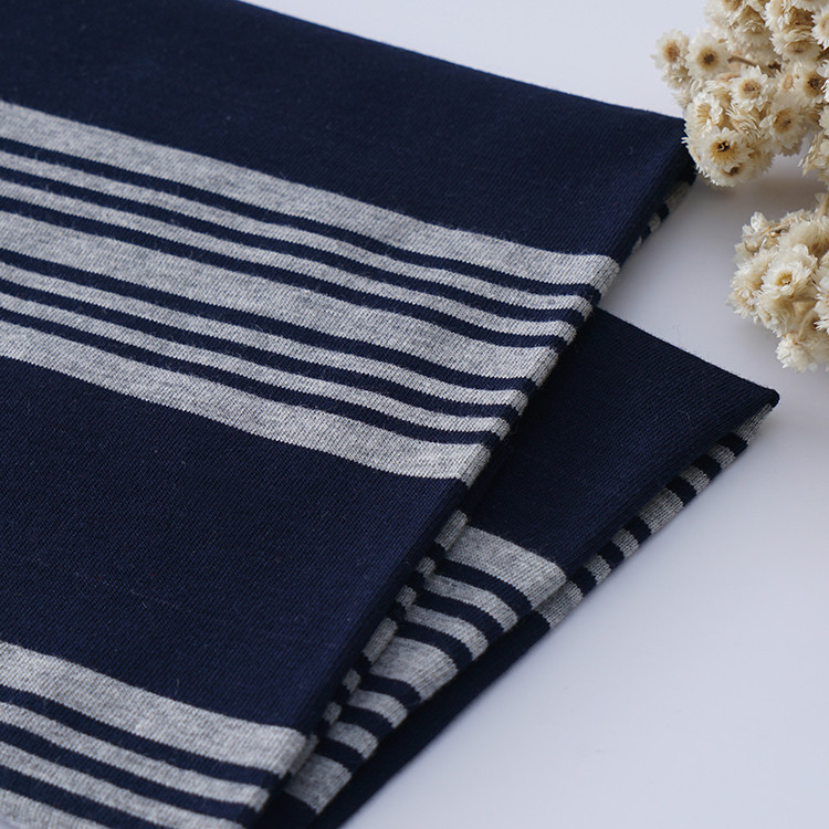 Soft Material Striped Cotton Fabric 185cm Width For Leisure Wear
