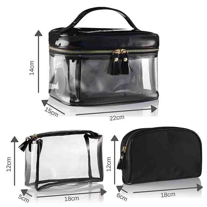 Zipper Closure Hanging Bathroom Bag , Waterproof Toiletries Organiser Bag 3 In 1