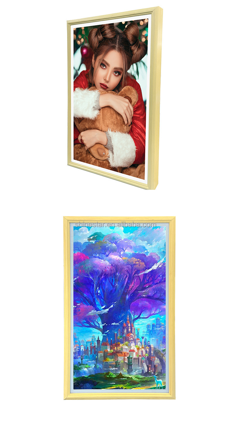 Home/Hall/Hotel Decoration NFT Digital art Frame Advertising Player Video WIFI Android LCD Screen 4K display with wooden frame