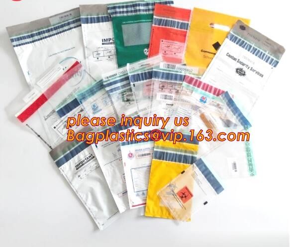 Security plastic bag with adhesive tape for cash, plastic money bag, Security Money Cash Bag For Airport/Bank and police