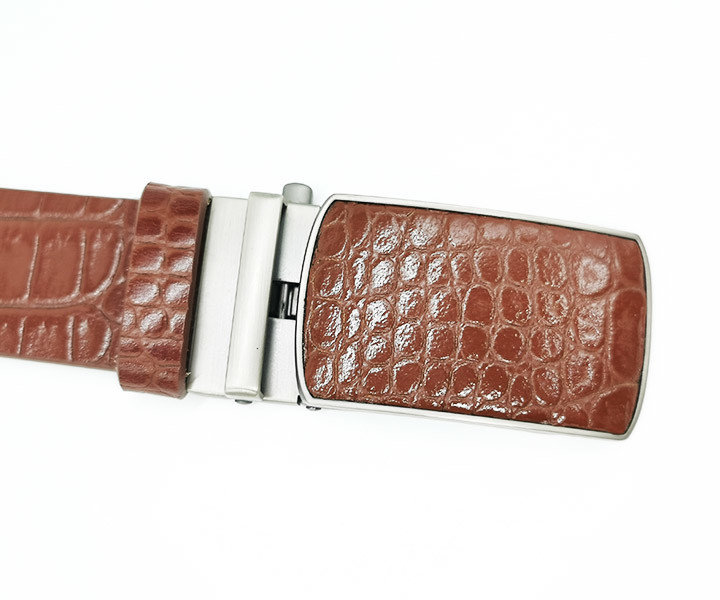 3.5cm Men Leather Ratchet Dress Belt With Automatic Click Slide Buckle