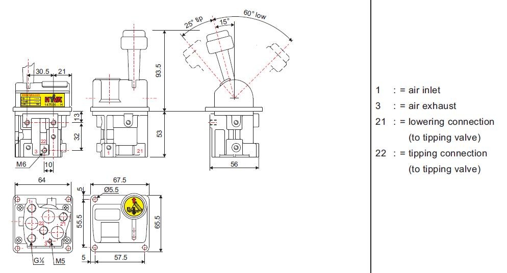 BKQF34-B Silvery Tipper Air Controls / Pto Air Switch Control Valve G1/8”
