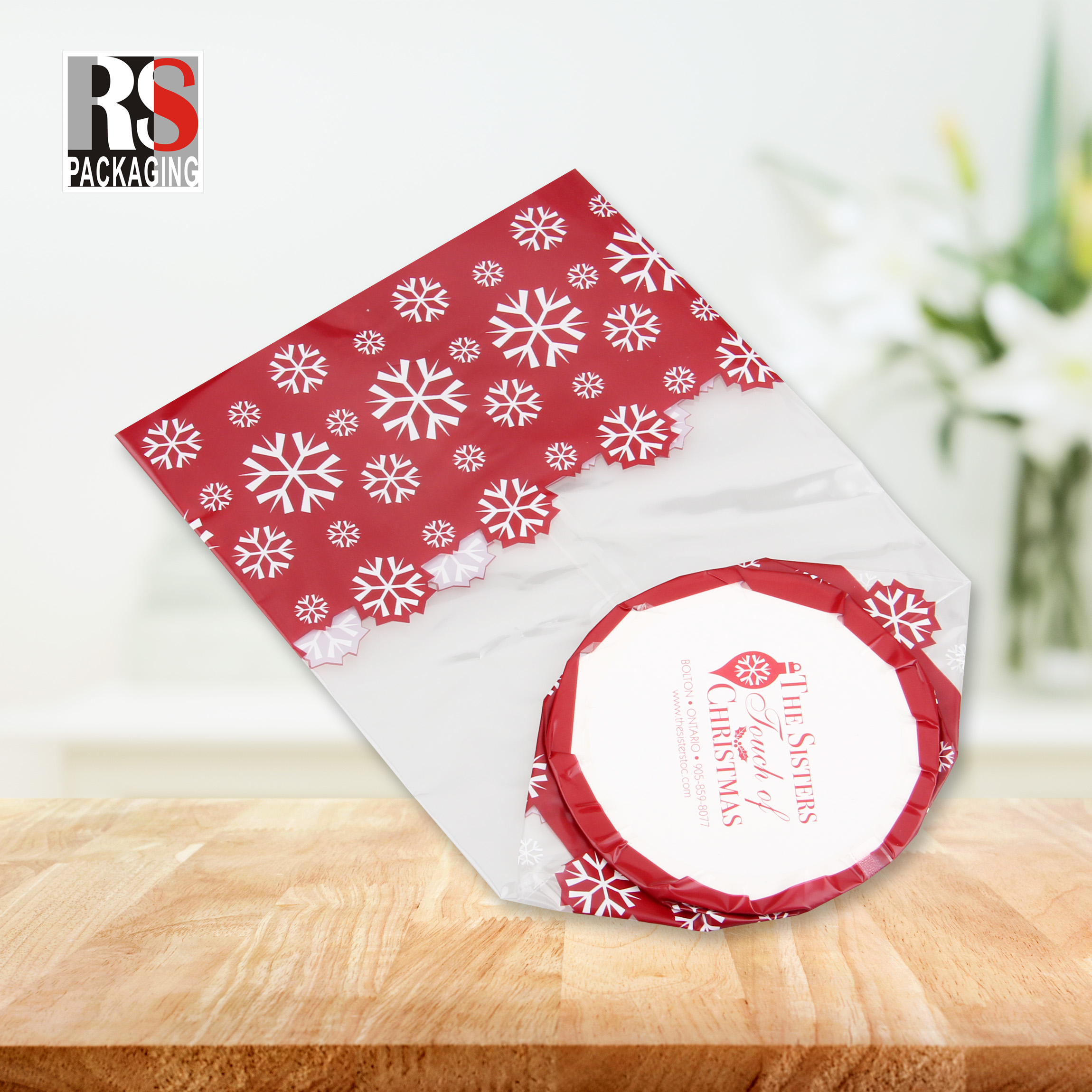 Food Packaging Stand Up Pouch With Cross Block Bottom And Cellophane Clear Treat