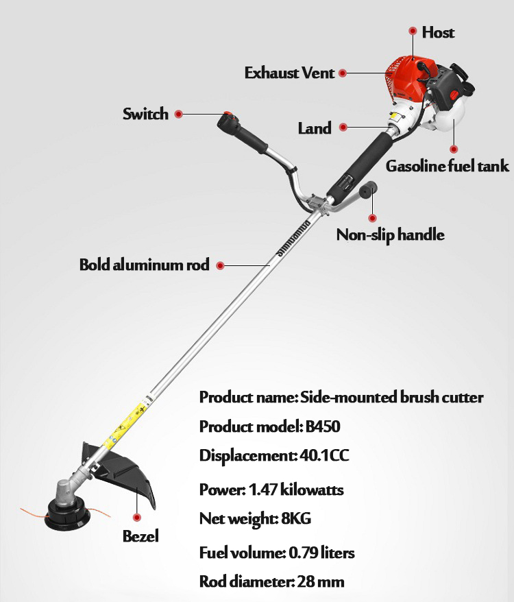 40.1CC 2 Stroke Luxury Backpack Type Petrol Brush Cutter Hand Push Brush Cutter