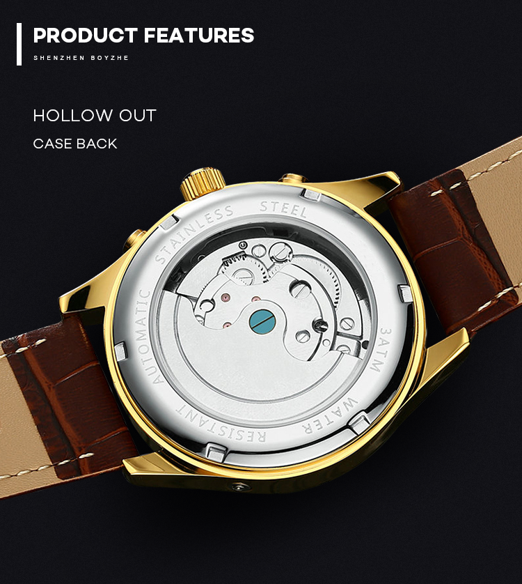 Luminous Mens Mechanical Watches Day / Date Moonphase Automatic Watch