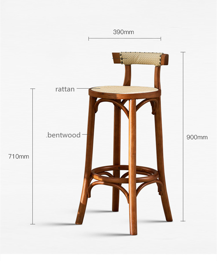 Kitchen Oak Cafe Bar Stools Ash Wood Stool Rattan With Back Support