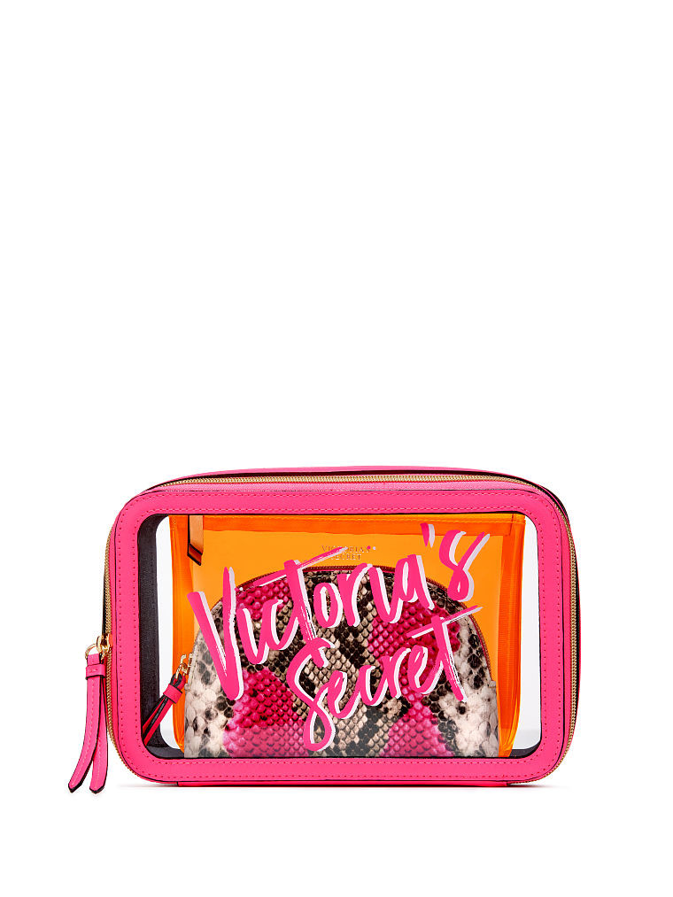 Travel Cosmetic Bag PVC Make-up Pouch Handle Straps for Women Men, Carry On Airport Airline Compliant Quart Bags