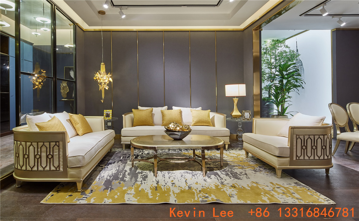 Elegance American style furniture in Light luxury design for Villa house living room leather sofa factory directly sale