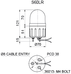 LED Revolving Warning Light Ø60mm Radiating LED Light of High Brightness by Special Revolving Reflector, Suitable for Mi