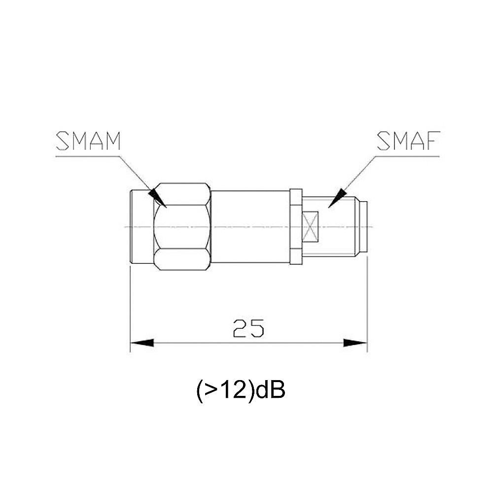 2 W Coaxial Fixed Attenuators DC-18 GHz Connector SMA