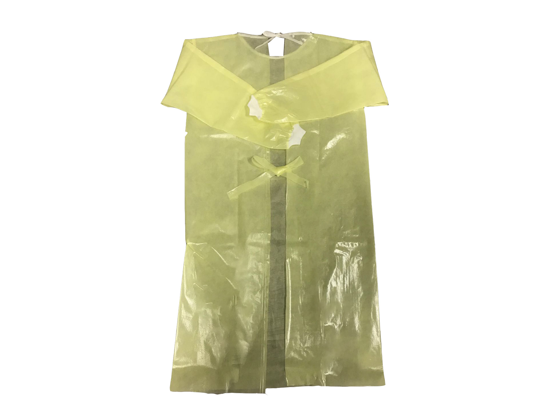 PE+PP 50GSM Yellow Breathable Anti Static Disposable Medical Clothing With Rib-knitted Cuffs The Same Color Threads