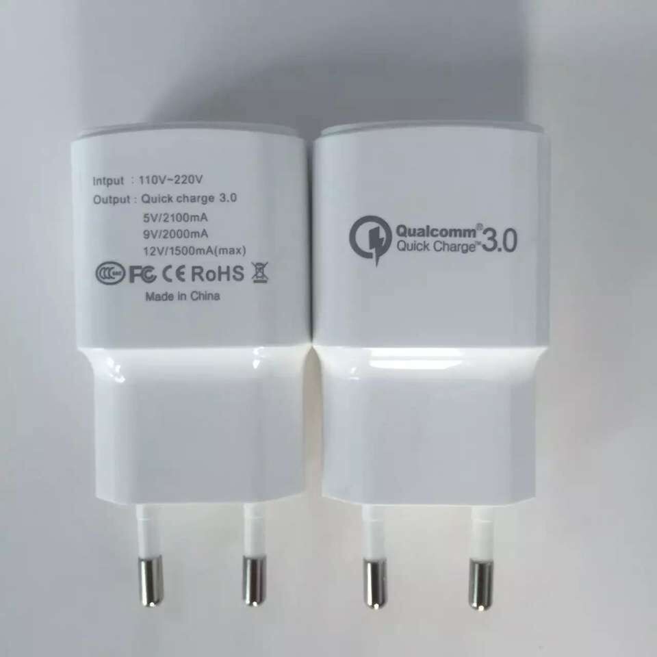 QC3.0 QC2.0 5v 1a 5v 2.1a 5v 3a usb charger white color usb adapter for samsung huawei mobile phone