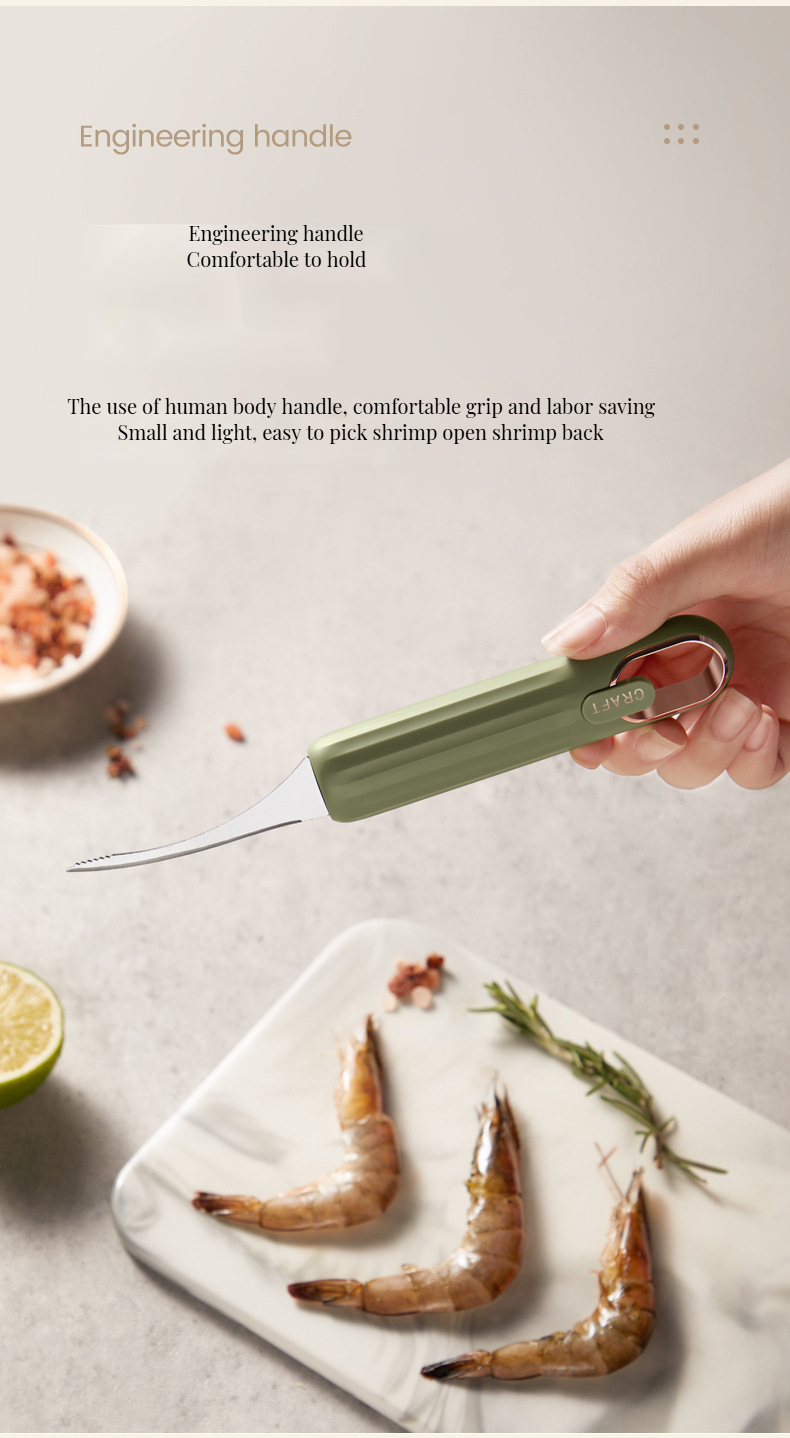 Home Seafood Processing Tool Sustainable Shrimp Deveiner Peeler Wooden Kitchen Utensil