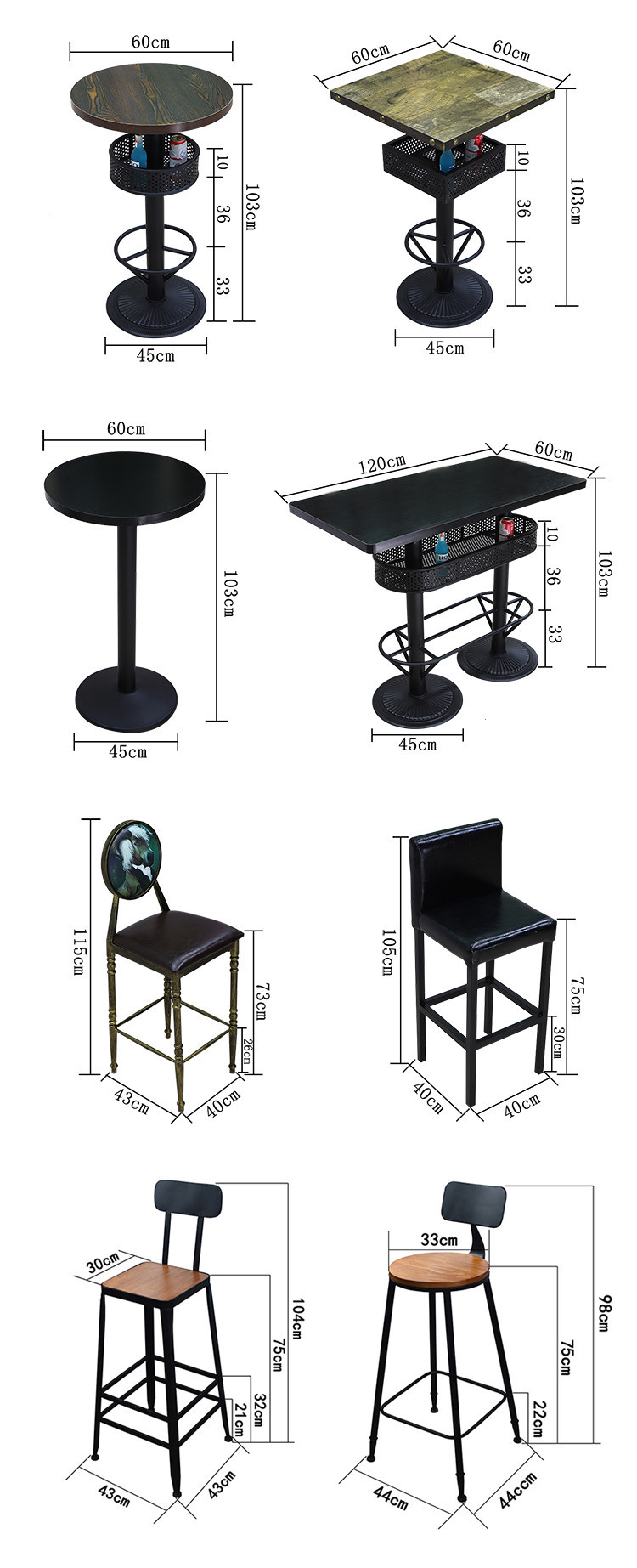 2 Person Black Bistro High Top Table Sets Outdoor Metal Counter Wood Tall