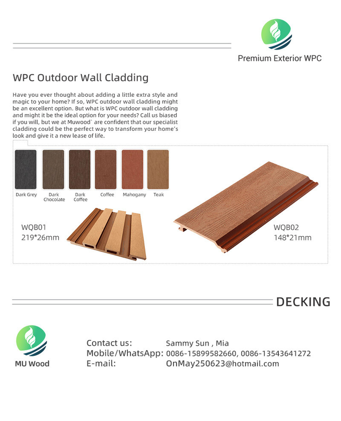 WPC External Wood Cladding Panels commercial Indoor Wall Cladding boards