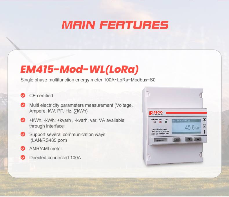 EM415-Mod-WL Single Phase LoRa Energy Meter with 4 Modules -25 to 75 Degree Operation