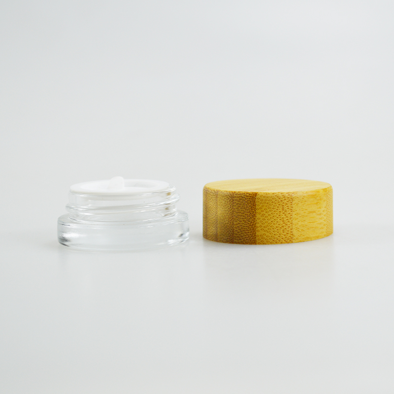 5g Frosted Clear Glass Jar with Bamboo Wood Lid Keep Your Cosmetic Face Cream Fresh