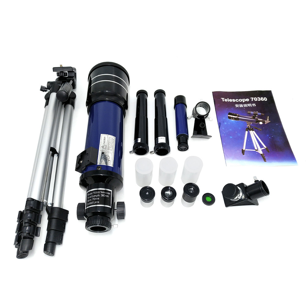 Telescope For Adults Kids Astronomy Beginners 70mm Aperture 360mm AZ Mount Astronomical Refractor Professional Telescope