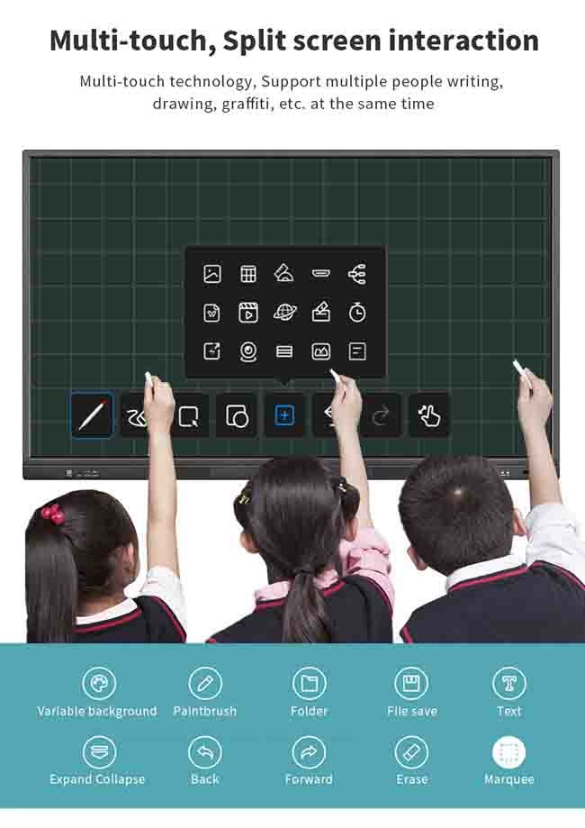 Inch Uhd 4K Interact Whiteboard Android Window Dual System Smart Board Interactive Flat Panel For Classroom Education