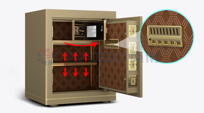 H450mm Gold Office Lock Box Fingerprint Lock+Password+Key