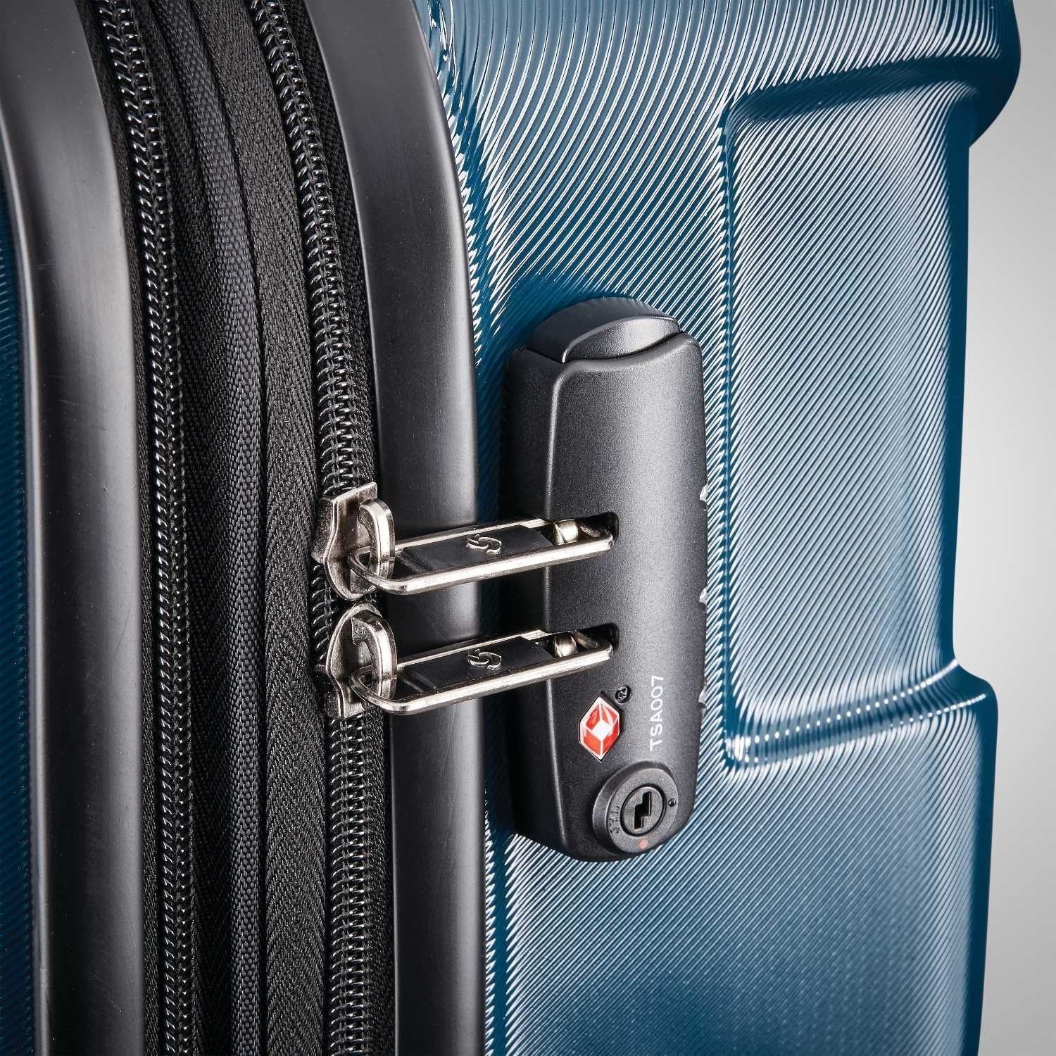 Centric Hardside Expandable Luggage with Spinner Wheels, Teal, Checked-Medium 24-Inch