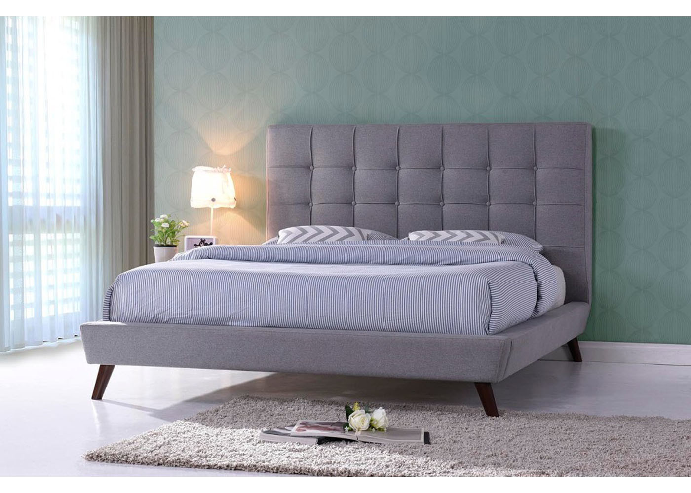 Modern Apartment Fabric Platform Bed With Drawer SGS Certification