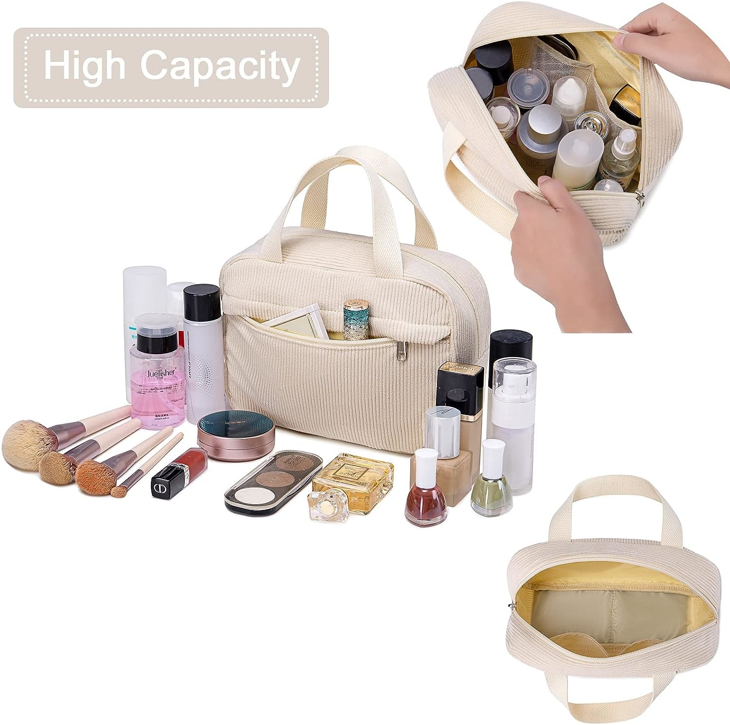 Shockproof Large Make Up Organizer Toiletry Bags Zipper Pouch For Women Girls