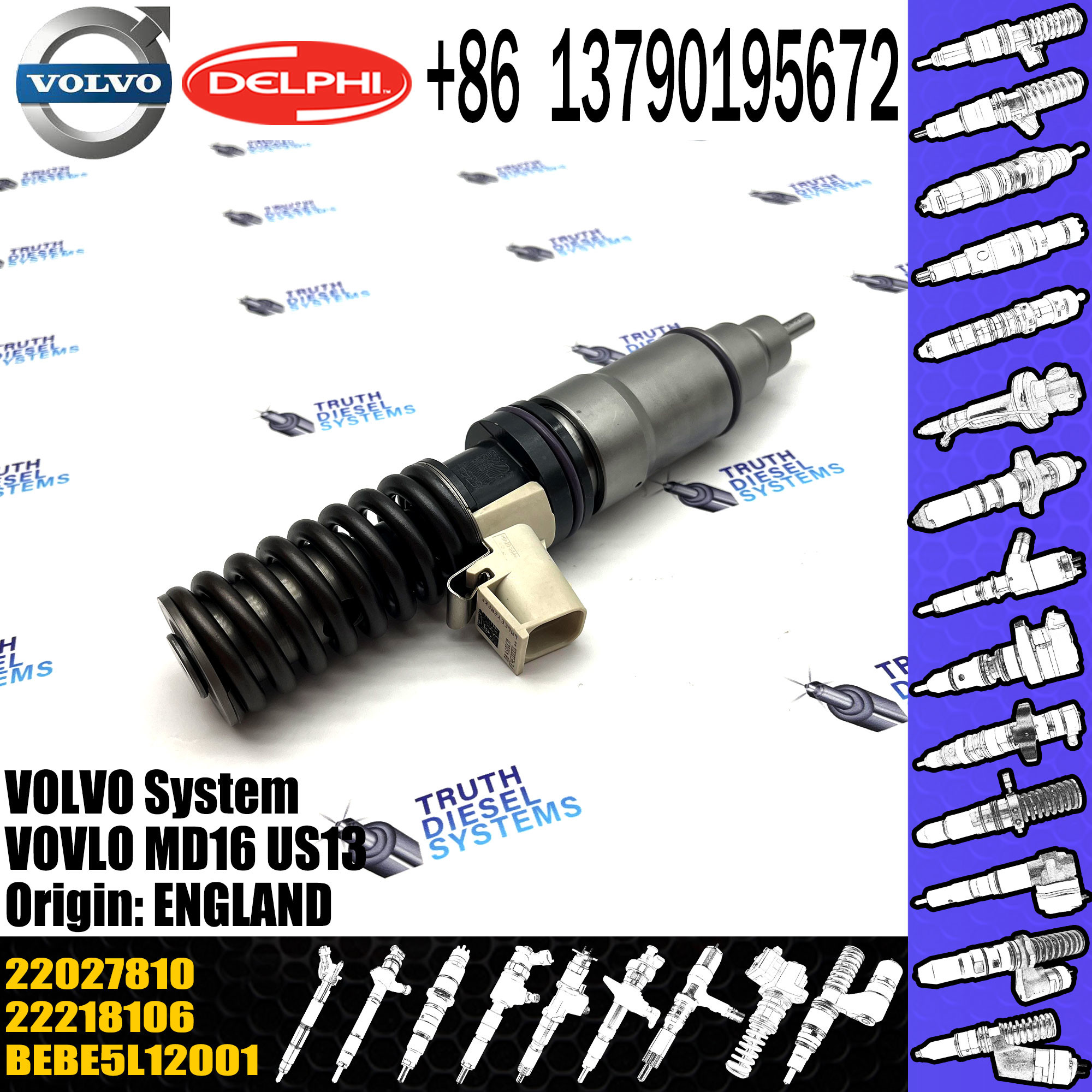 21977918 21914027 Diesel Engine Fuel 22089886 22218106 22027810 Bebe5l14001 For VOL Test Common Rail Injector