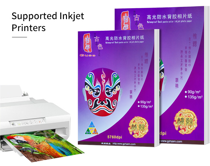 Glossy White Photo Sticker Paper for Inkjet Printers