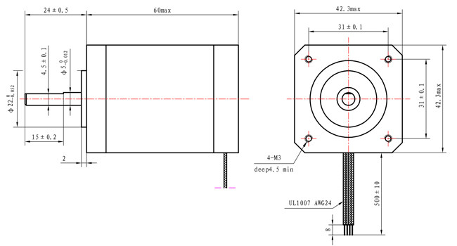 NEMA 17 TWO-PHASE 1.8° 42 STEPPER MOTOR 60MM BODY 2.1A CNC