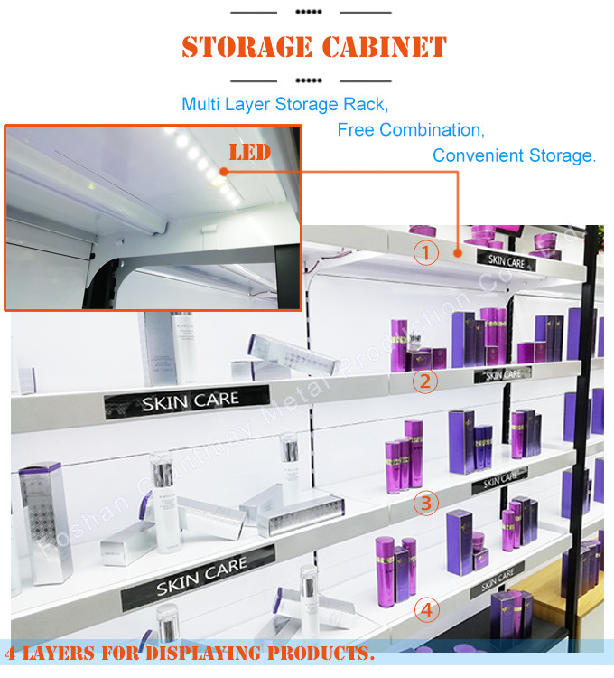 Free Standing Beauty Makeup Display Stand Cosmetic Display Shelves Logo Customized